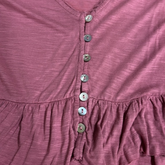 Lucky Brand Pink Cropped Button Down Peplum Top - Picture 2 of 4